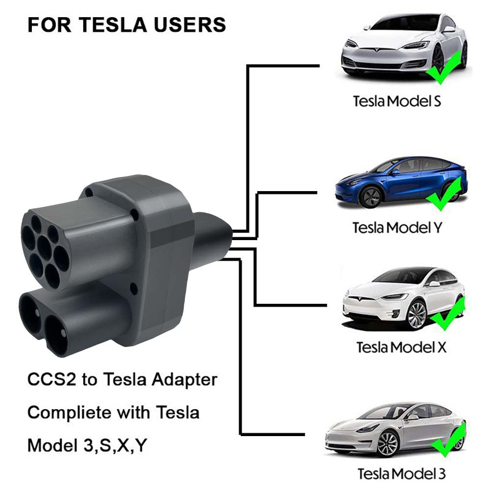 Teschev CCS2 to Tesla EV Charging Adapter 250A CCS2 Combo for Tesla Convertor for Car Charger CCS2 Tesla Adapter