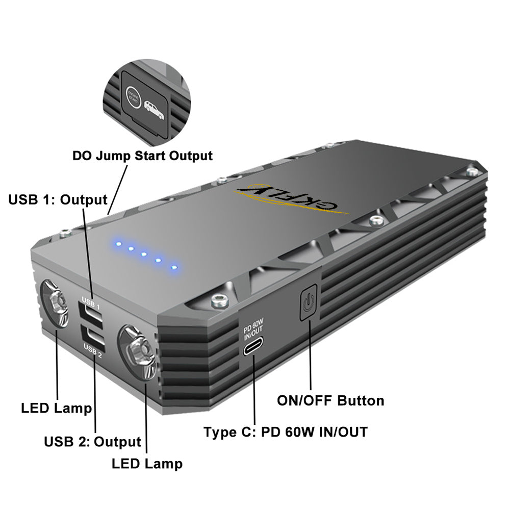 GKFLY XME Series Car Jump Starter 6000A/4000A/3000A 12V Starting Device Power Bank Car Battery Booster Charger ForPetrol Diesel Car Starter