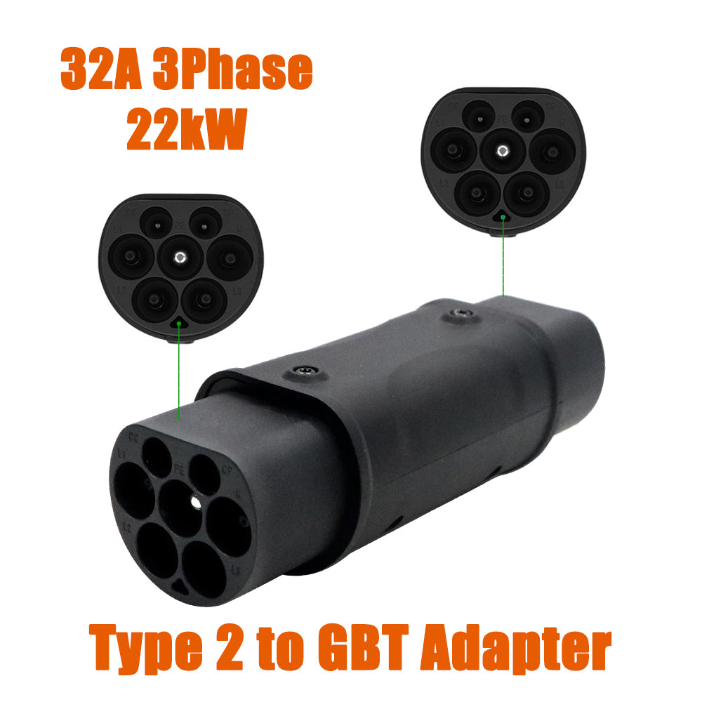 Teschev GBT to Type 2 EV Charger Adaptor IEC 62196 To GB China Standard EV Charger Converter Adapter 16A 32A for EVSE Charging