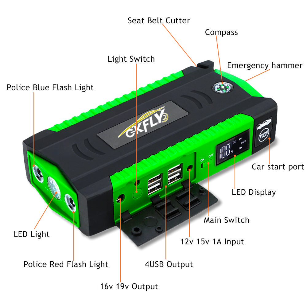 GKFLY 3000A Car Jump Starter Portable Power Bank Emergency Car Battery Booster Starting Device For Cars