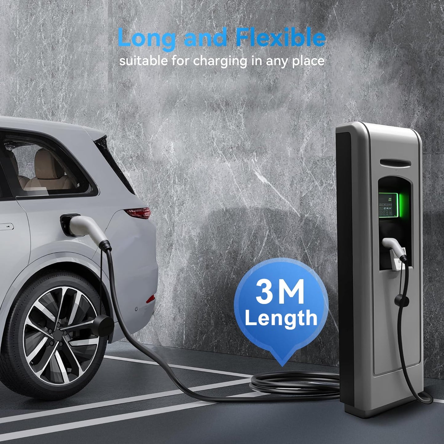 Teschev 16A/32A 11kW Type2 to Type2 EV Charging Charging Cable IEC 62196-2 Charger For Electric Vehicles PHEV Car In Public Station