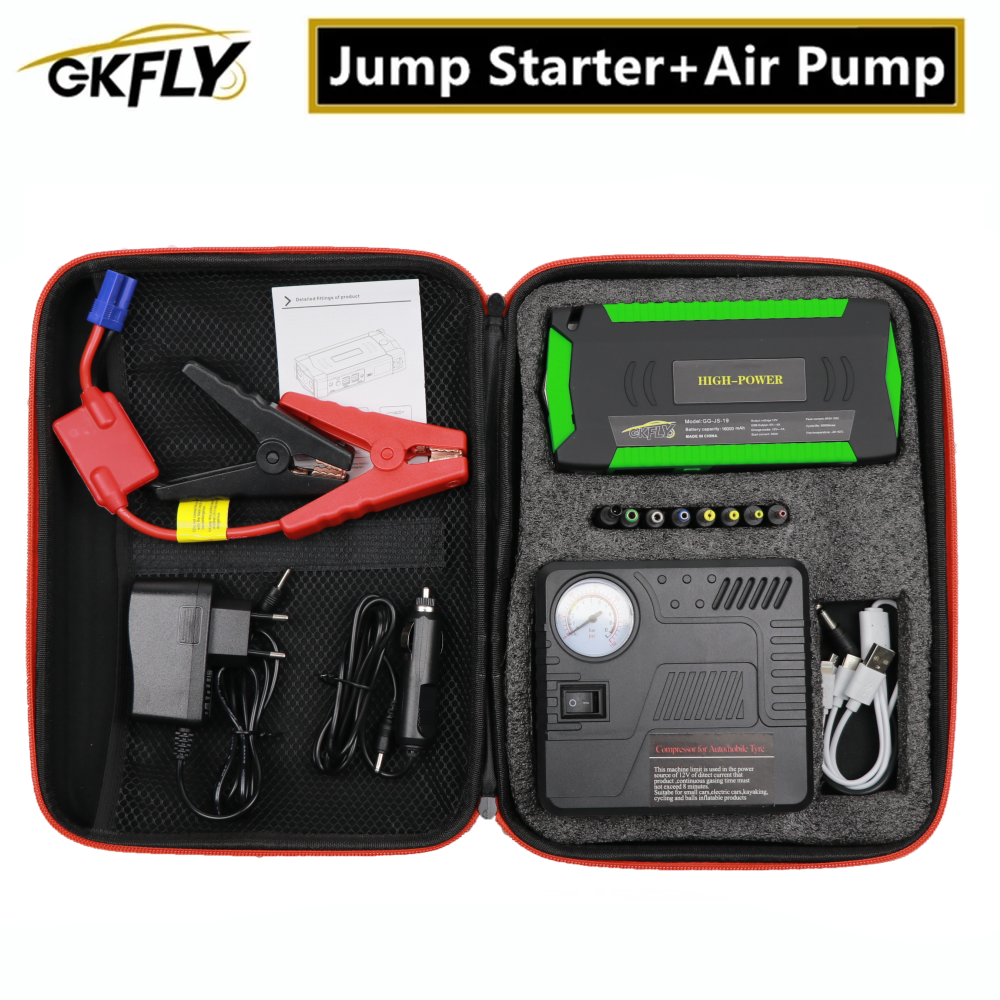 GKFLY High Power 600A Car Jump Starter Air Pump Compressor For Petrol Die  sel Starting Device Car Battery Charger Booster